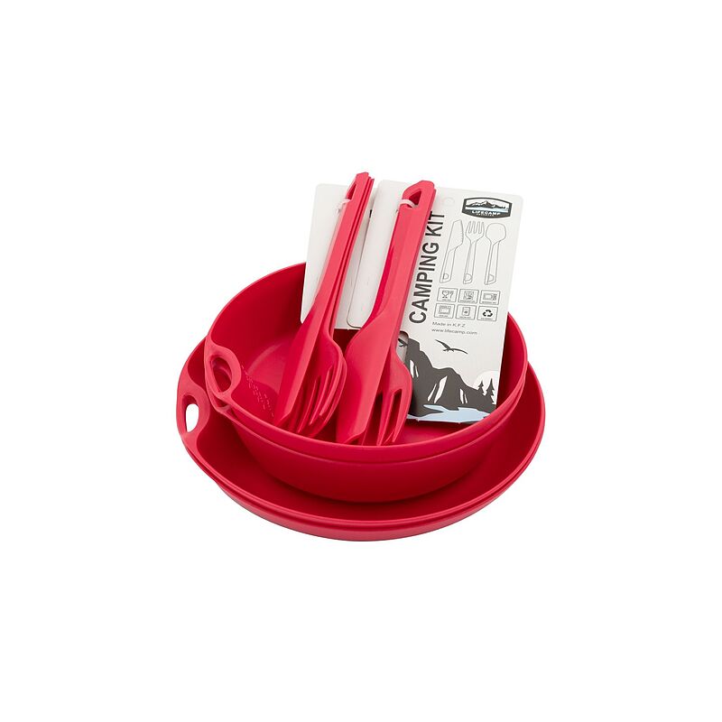 ست ظروف کمپینگ دو نفره لایف کمپ مدل 10 تکه کد 45806 سرخابی